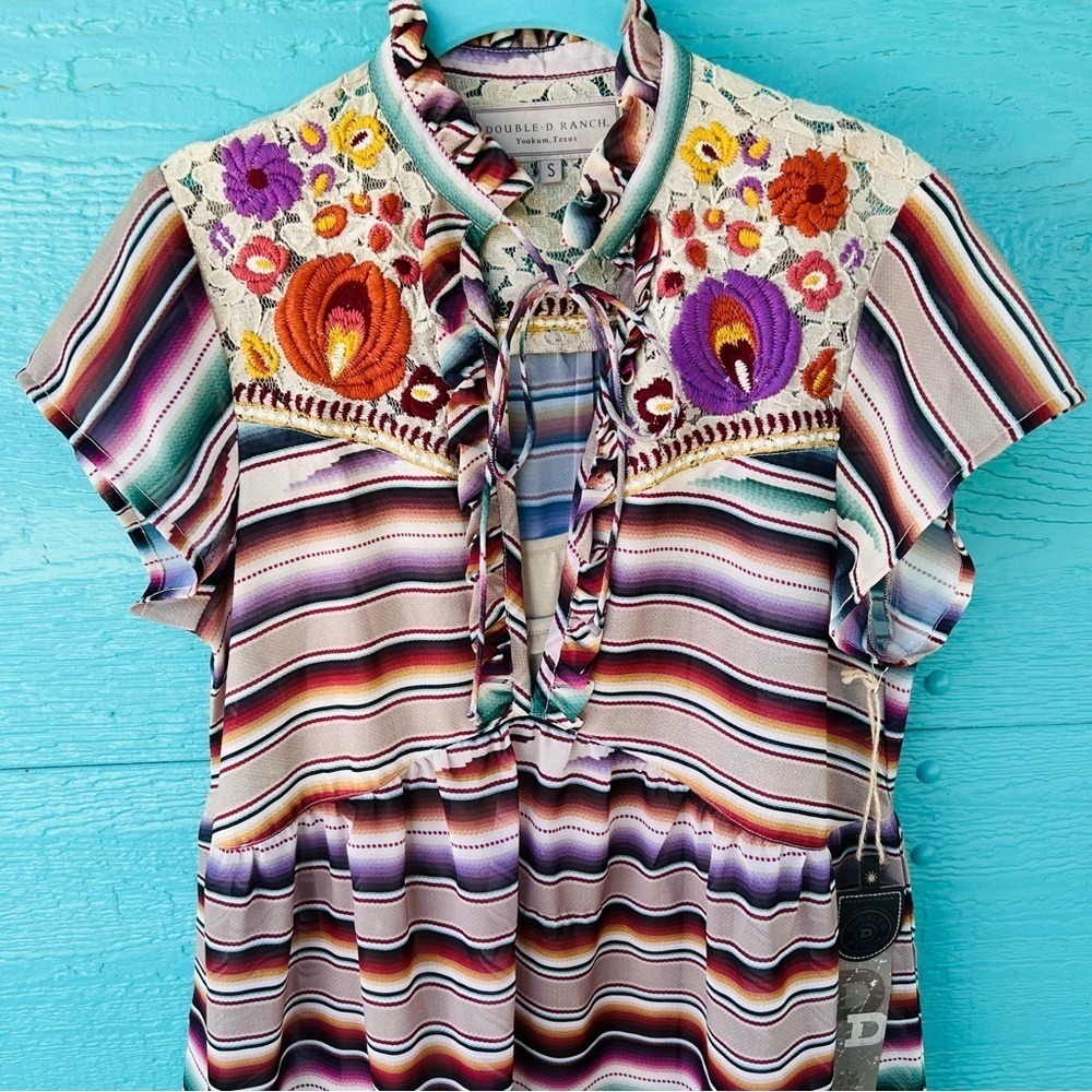 DOUBLE D RANCH SERAPE SANTA RITA FLOUNCE RUFFLE SUNDRESS SIZE SMALL NWT - Picture 4 of 9